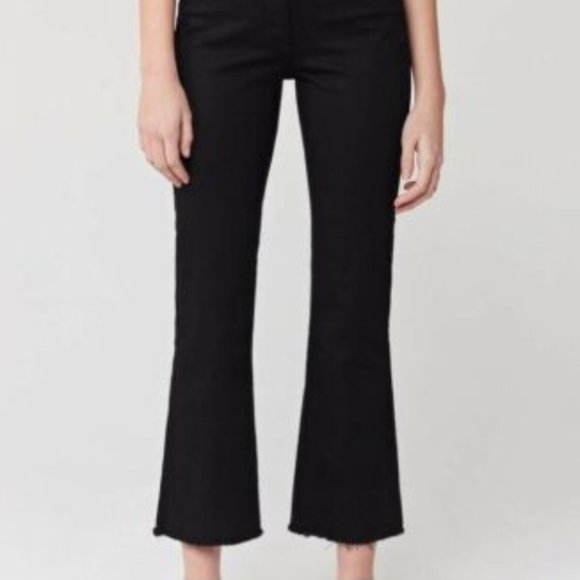 3X1 Unfinished Hem Crop Boot Jeans Black Tear 25 - Picture 6 of 6